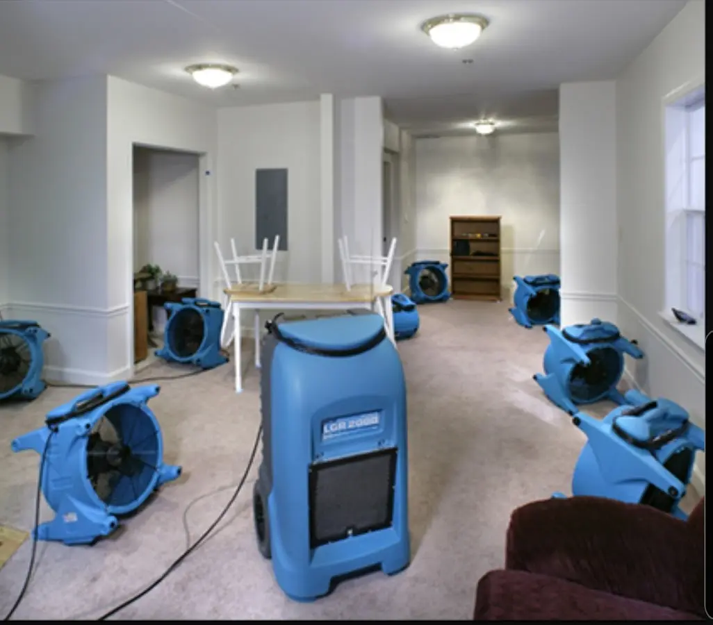 Air movers and dehumidifier setup for Water Damage Restoration in Harrodsburg